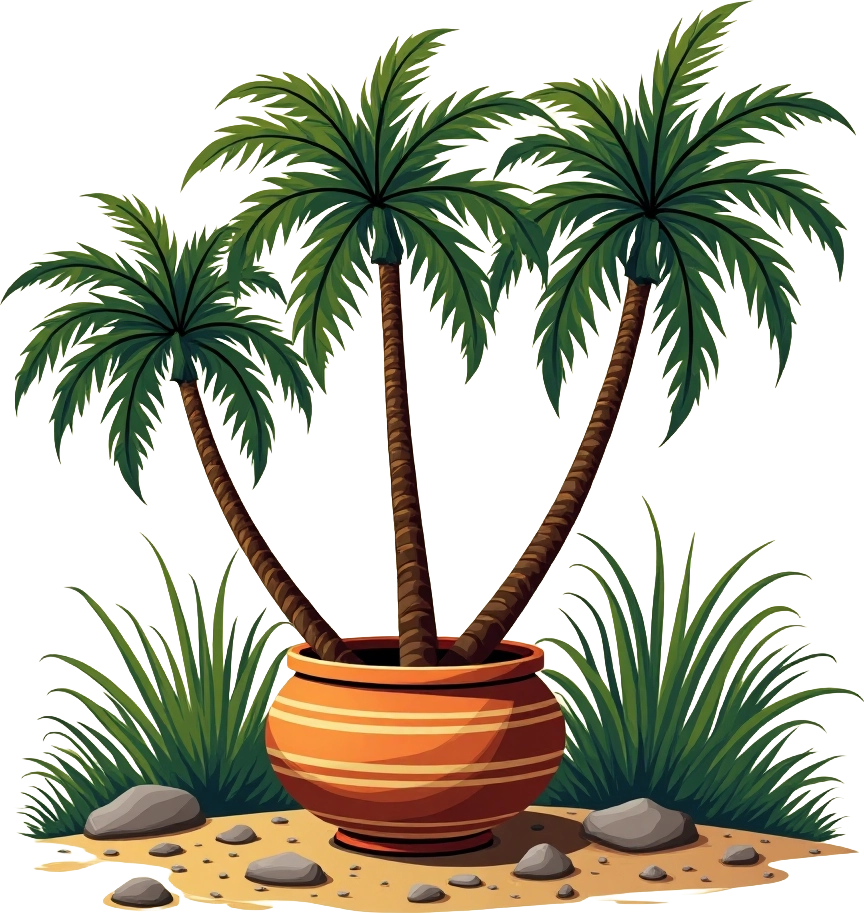 Tropical Palm Trees in a Pot